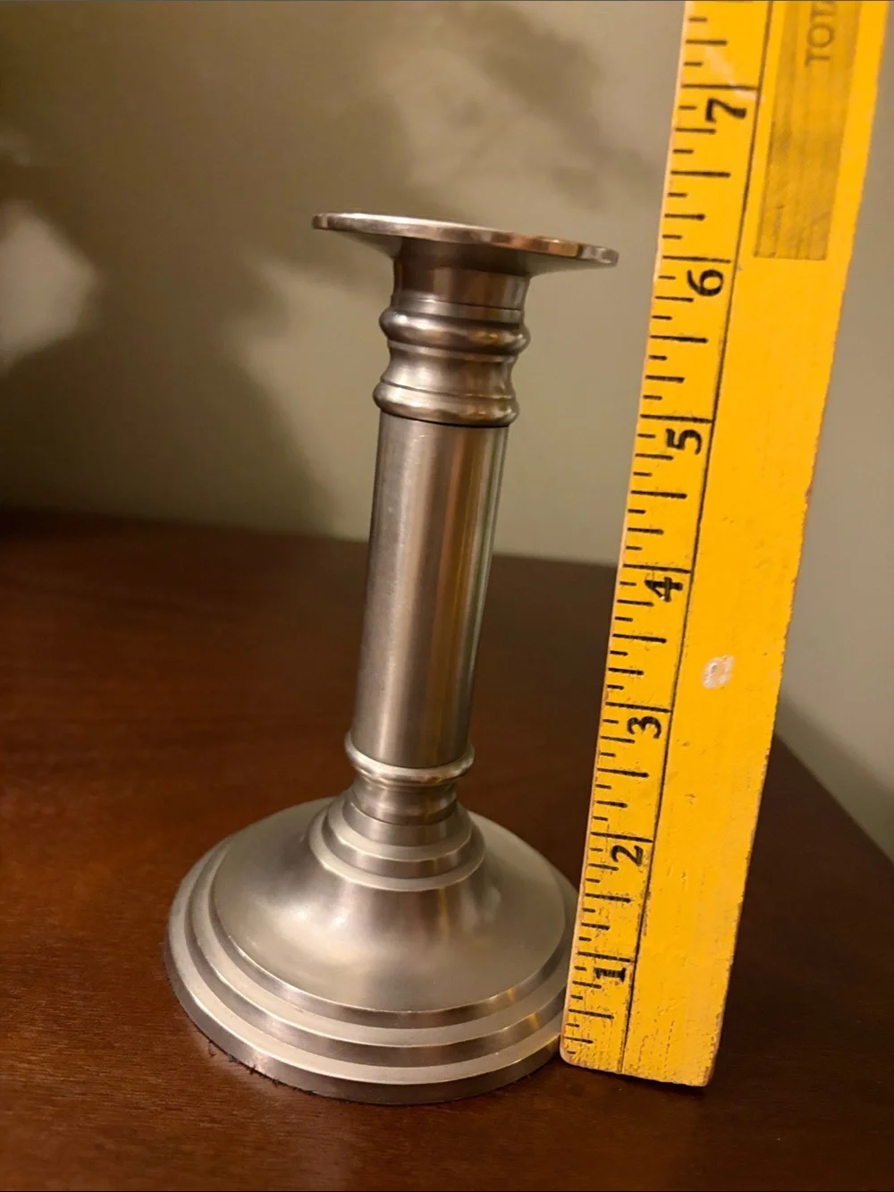 Vintage Pier 1 Imports Metal Candlestick Holder-Brushed Pewter Finish Made India